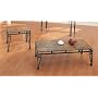 3PC Slate Design Metal Base Coffee Table & 2 End Table Set