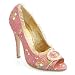 Decorative Fabric Peep-Toe Shoes w/Rhinestones