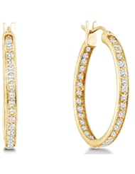 1.0 cttw. Diamond Earrings Fashion Hoops 14K White Gold