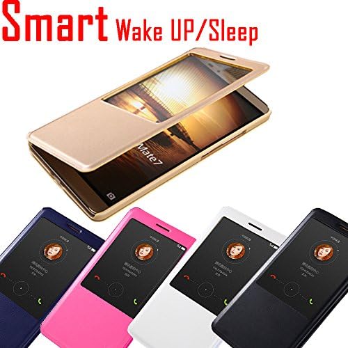 Huawei Mate7 case AnoKe@ DEY Luxury Flip Slim Smart Wake W/ VIEW Winodw Cover Case For Huawei Mate7 (Dey Black)