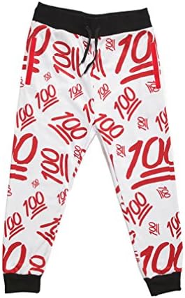 Emoji 100 Joggers Pants Gym Sport Unisex Men Sweatpants Harem Outfit Trousers XL