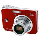GE A1050-RD 10MP Digital Camera with 5X Optical Zoom and 2.5 Inch LCD with Auto Brightness - Red
