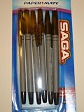 SAGA Capped Ball Point Pen, Black Ink, Fine 0.8mm by Paper Mate