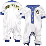 Majestic Milwaukee Brewers Toddler Navy Blue Pinstripe Coveralls