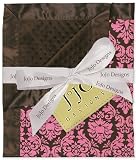 Pink and Brown Damask Print Minky Dot Chenille and Satin Baby Blanket by JoJo Designs
