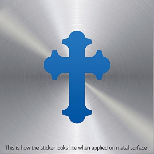 Decor Decal Byzantine Eastern Orthodox Cross Weatherproof Teen roo Sea Blue (10 X 7.18 In)