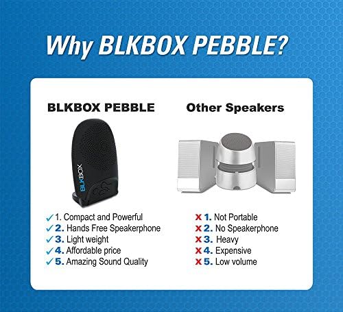Wireless Bluetooth Speaker- BLKBOX PEBBLE Hands Free Bluetooth Speaker With Speakerphone - For iPhones, iPads, Android Phones, Samsung Galaxies, Nexus, HTCs and all other Smart Phones, Tablets, Laptops and Computers (Bumpin' Black)