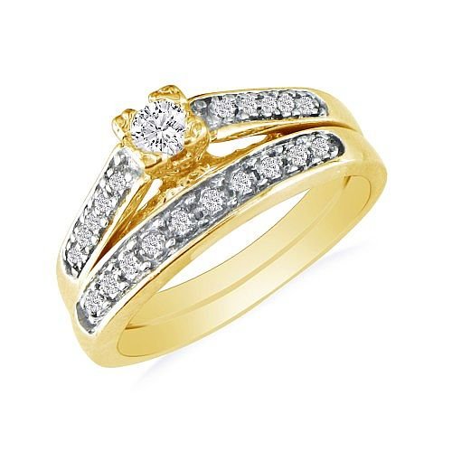 1ct Classic Diamond Bridal Set in 14k Yellow Gold (SI2-I1 and I/J)