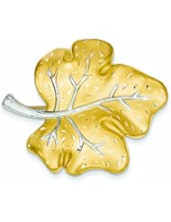 14K Gold Rhodium & D/C Leaf Pin