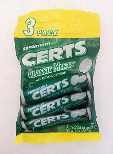 CERTS Classic Mints Spearmint Flavor. (4 Bags = 12 Rolls)... HPVagr