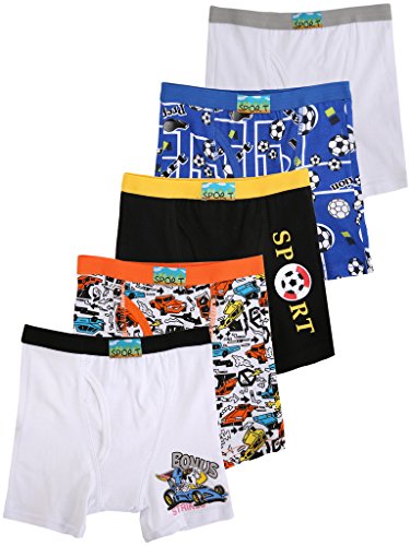 Dimore® Boys Underwear Brief 5 Pack Boxer Brief Stretch Car/Football Print Underwear