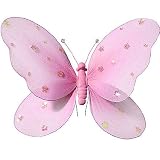 9″ x 6″ Pink Hanging Nylon Butterfly ceiling wall décor baby nursery room wedding decor decoration