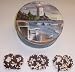Scott's Cakes 1 lb. Milk Chocolate Covered Pretzel with Chocolate Chips & White Chocolate Chips in a Lighthouse Tin