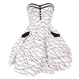 Hell Bunny Neckholder-Kleid BARBED WIRE DRESS white