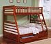 Twin Full Size Bunk Bed with Storage Drawers in Cherry Finish