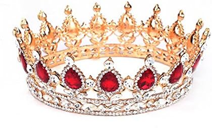 Zebratown Water Teardrop Ruby Rhinestone Crystal Crowns Gold Plated Bride Hair Accessories Wedding Tiaras Pageant Crowns Head Jewelry Hair Ornaments