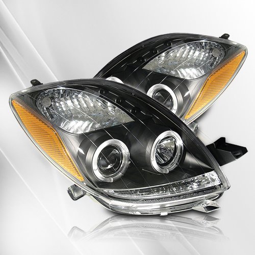 Toyota Yaris 06 07 08 2DR Projector Headlights /w Halo/Angel-Eyes ~ pair set (Black)