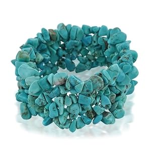 Bling Jewelry Genuine Turquoise Gemstone Chips Chunky Stretch Bracelet