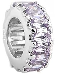 Sterling Silver Alexandrite June Birthstone Large Baguette Spacer Wheel Bead