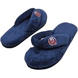 NHL New York Islanders Ladies Navy Blue Pillow Plush Thong Slippers (7/8)