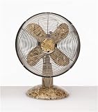 Deco Breeze Colored Metal Table Top Fan in Gold Marble Print