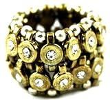 City Gypsies Antique Gold-Tone Stretch Ring with Crystal Accents Measures Over 3/4