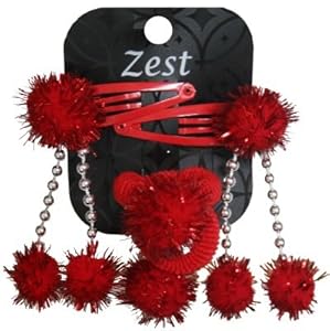 red hair quarterback on Red Christmas Tinsel Hair Accessories 2 Hair Clips Slides & 2 Ponios ...