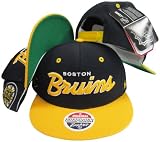 Boston Bruins Script Black/Yellow Two Tone Plastic Snapback Adjustable Plastic Snap Back Hat / Cap