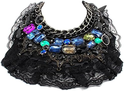 Changelingz Chunky Chains And Vintage Lace Crystals Necklace