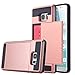 Galaxy Note 7 Case, Pandawell Slim Fit Dual Layer Protective Shock Absorbing with Card Slot Holder Wallet Case Cover for Samsung Galaxy Note 7 - Rose Gold