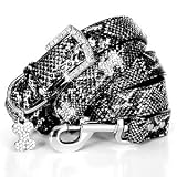 "The Wild Thing" 227 Swarovski crystals jewelled Python Skin PatternDog Collar and Leash Set -Black / Medium
