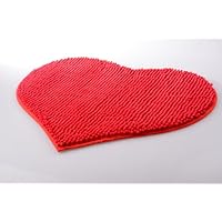 Personalized Mats Romantic Red Heart Shaped High-grade Chenille Custom Floor Mats Living Room Bedroom Doormat Indoor with Anti-slip Backing Funny