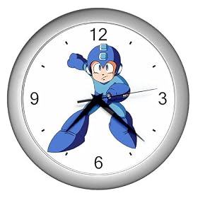 Silver Wall Clock of Vintage Retro Megaman (Mega Man) Portrait