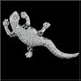 Cubic-zirconia Rhodium Finish Sterling Silver Gecko Pin