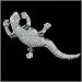 Cubic-zirconia Rhodium Finish Sterling Silver Gecko Pin