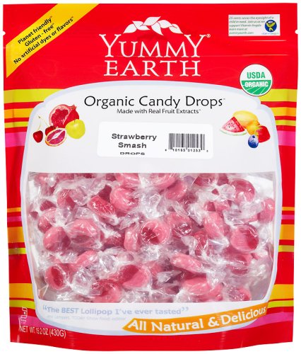 YummyEarth Organic Drops Strawberry Smash, 15.2-Ounce Bags (Pack of 4) by YummyEarth