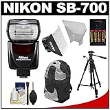 Nikon SB-700 AF Speedlight Flash with Tripod + Softbox + Bounce Reflector + Batteries & Charger + Backpack + Cleaning Kit