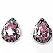 Sterling Silver Earrings with Pink CZ - Size: 16mm