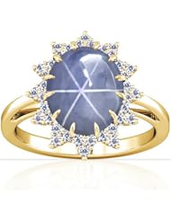 18K Yellow Gold Oval Cut Blue Sapphire Fana Designer Ring