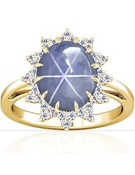 14K Yellow Gold Oval Cut Blue Sapphire Fana Designer Ring
