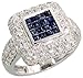 14 Karat Weissgold Radiantschliff Steinen Ring, mit 1.80 Karat Brilliantschliff Diamanten & 0.76 Karat Prinzessschliff Blau Saphir Steine,(15mm) breit