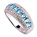 Psiroy 925 Sterling Silver Plated Simulated Blue Topaz Half Eternity Band Ring Size 6