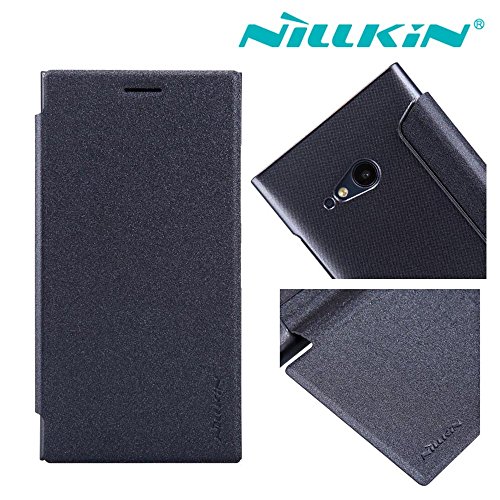 Nokia Lumia 730 735 case WASON@ Sparkle Side Flip Pu Leather Cover Pc Hard Case Shell Compatible for Nokia Lumia 730 735 (Sparkle Black)
