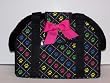 Designer Dog Carrier - Open Top Pet Carrier - Paw -N_ Bones Print with Bow