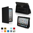 iPad 2 Case Cover and Flip Stand in Leather with Elastic Hand Strap and Premium Nubuck Fibre Interior (Black) - Automatically Wakes and Puts the iPad 2 to Sleep. Superior Quality Design as Featured in US Wired Magazine.