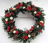 ＊ 花七曜 ＊ クリスマスレッドのリースＬ / クリスマス リース プリザーブドフラワー ドライフラワー 飾り ナチュラル クリスマスリース 手作り オーナメント 店舗 ディスプレイ