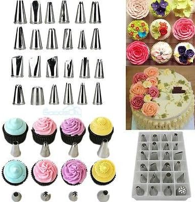 24 Pcs Icing Piping Nozzles Pastry Tips Cake Sugarcraft Decorating Tool Set