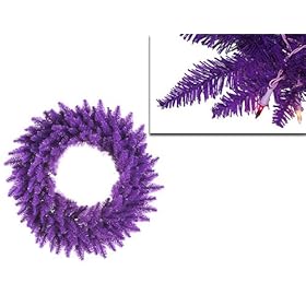  30 inch Pre-Lit Purple Ashley Spruce Christmas Wreath - Purple & Clear Lights
