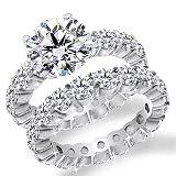 3.50 Carat Round Brilliant Cut Diamond Engagement Eternity Matching Bridal Set 14k Gold Center 1.00 Carat Certified D E SI1