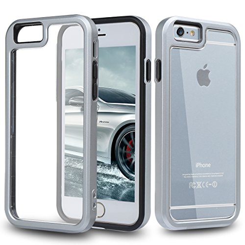 iPhone 6 Case, iPhone 6S Case, TedGem® Reinforced Frame Durable Scratch-Resistant Shock-Absorption TPU Bumper Protection Light Clear Back Cover Case for Apple iPhone 6/6S 4.7 Inch, Black and Grey